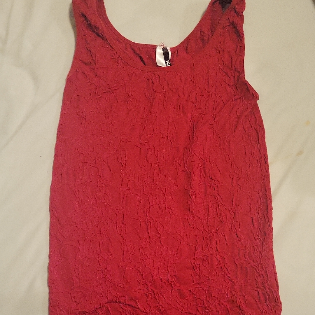 Sleeveless Red Textured Tank Top